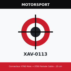 Connecteur XT60 Male → XT60 Female Cable – 25 cm