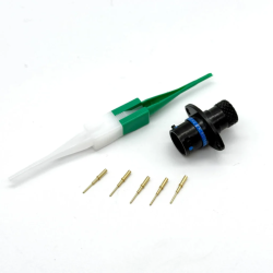 Connecteur SOURIAU 8STA, embase 5 contacts mâles Size 26, détrompage bleu (8STA0-06-05PB)